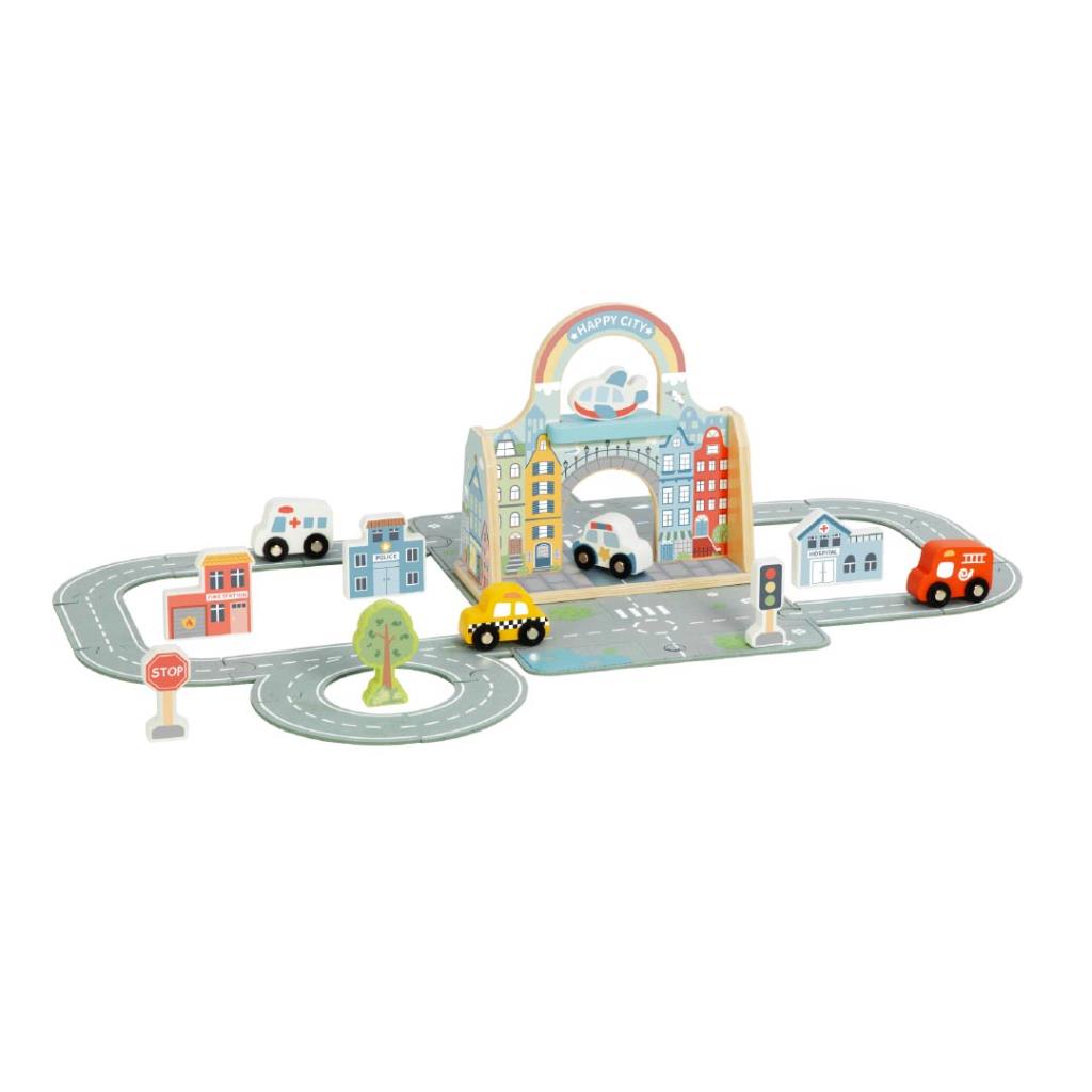 Wooden Happy City Road Playset